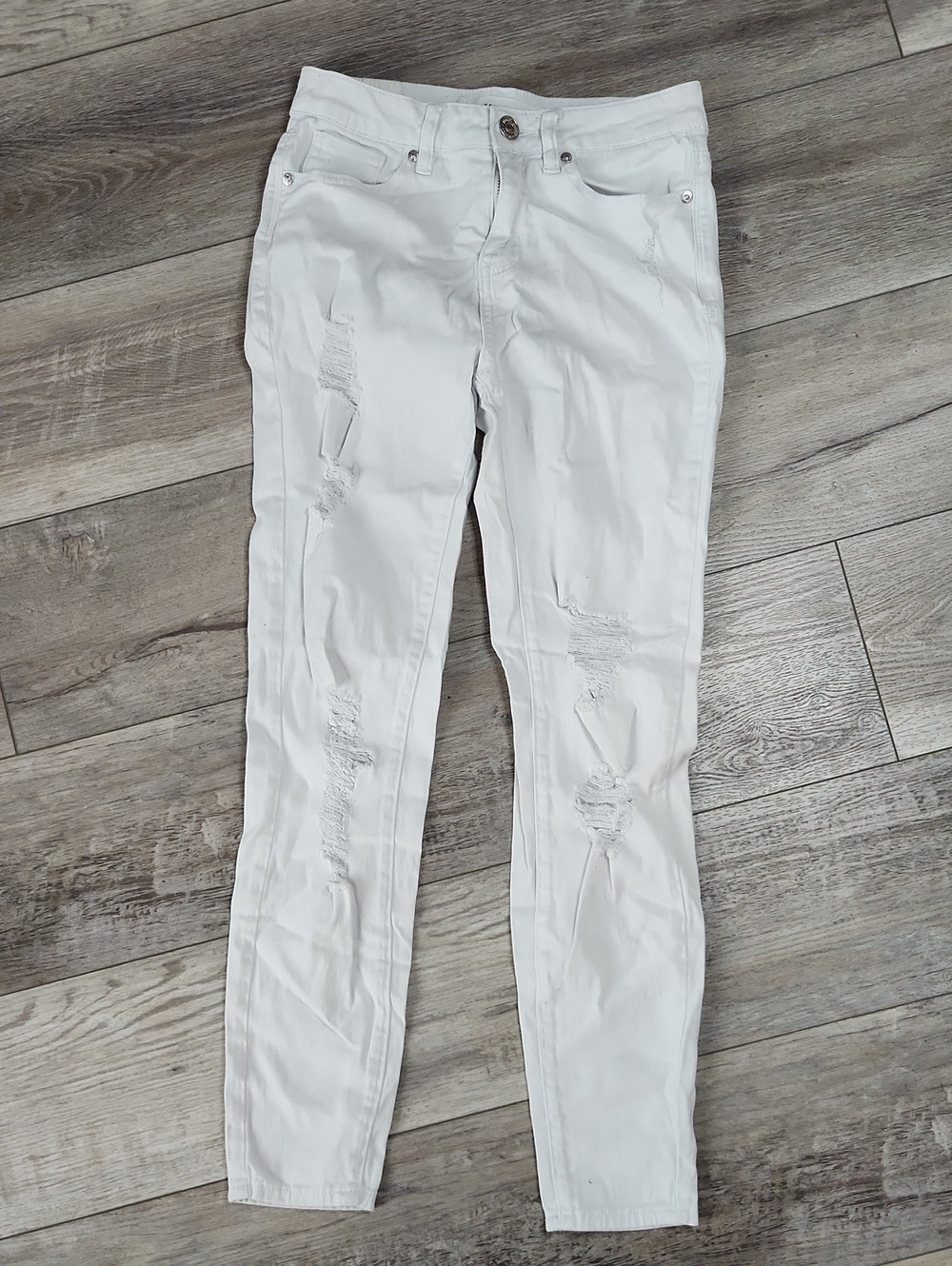 Almost Famous White Distressed Skinny Jeans